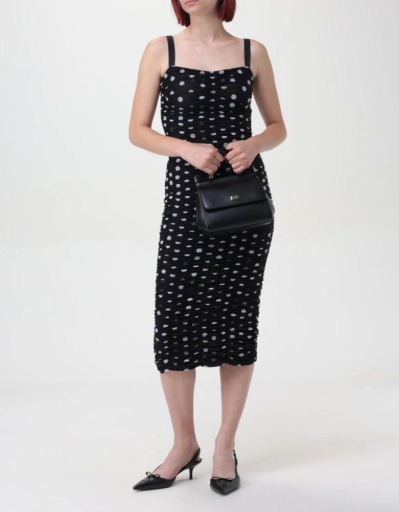 Polka Dot Mesh Midi Dress