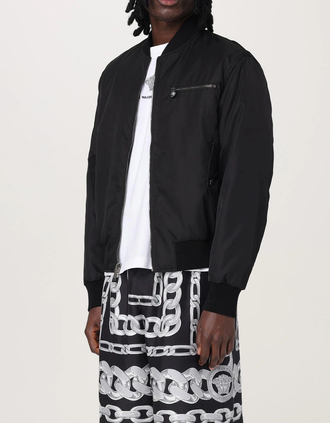 Chain Print Bomber Jacket