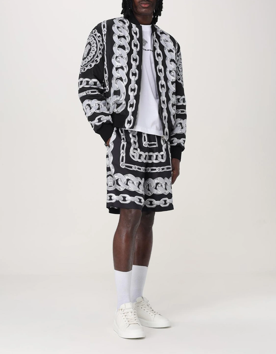 Chain Print Bomber Jacket
