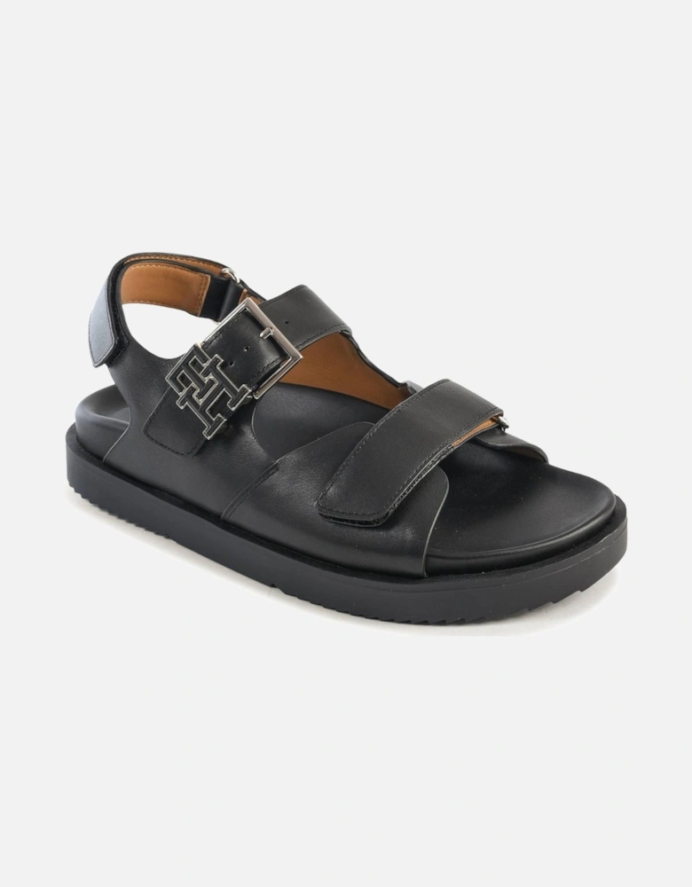Leather Flat Sandals Buckle Detail