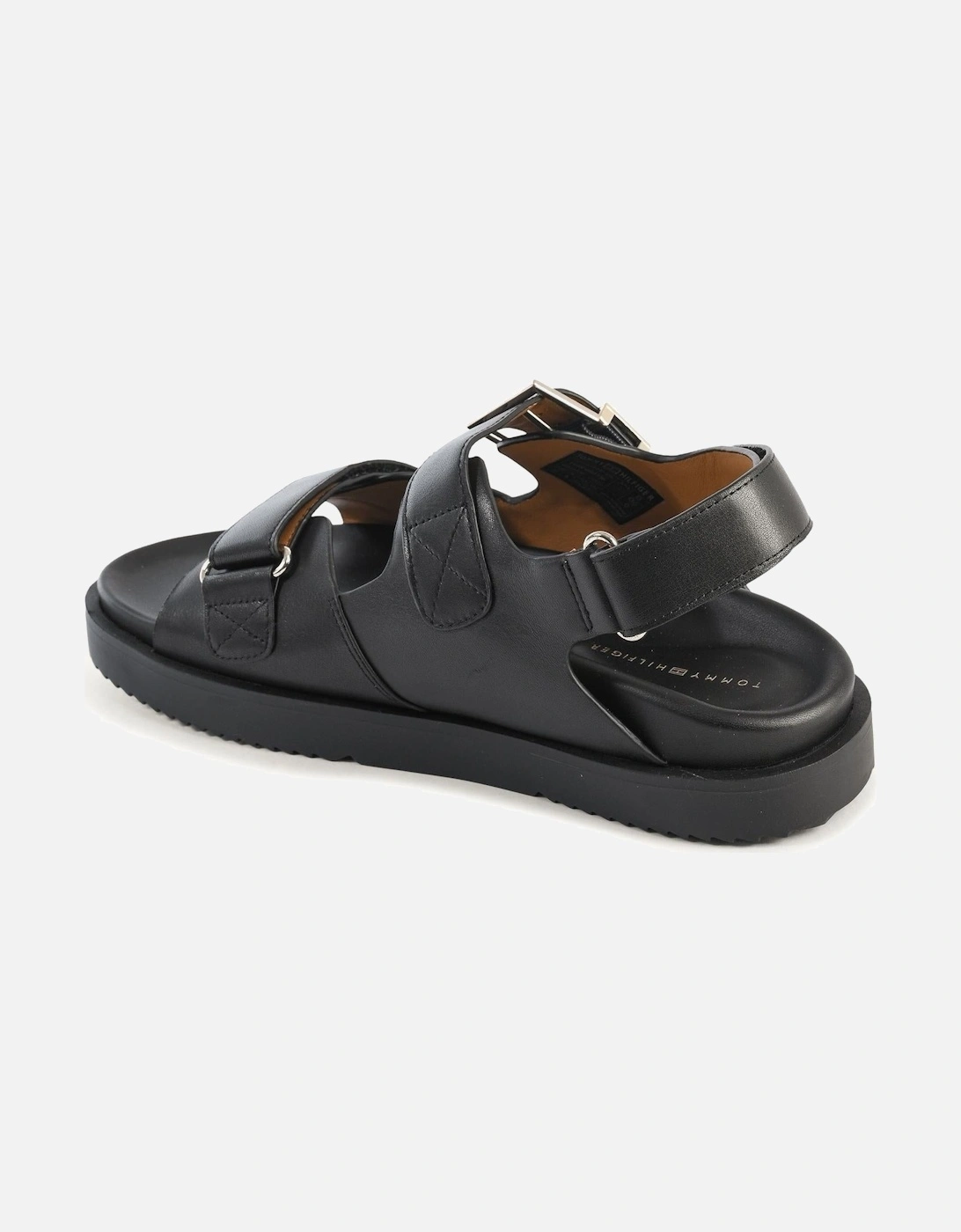 Leather Flat Sandals Buckle Detail