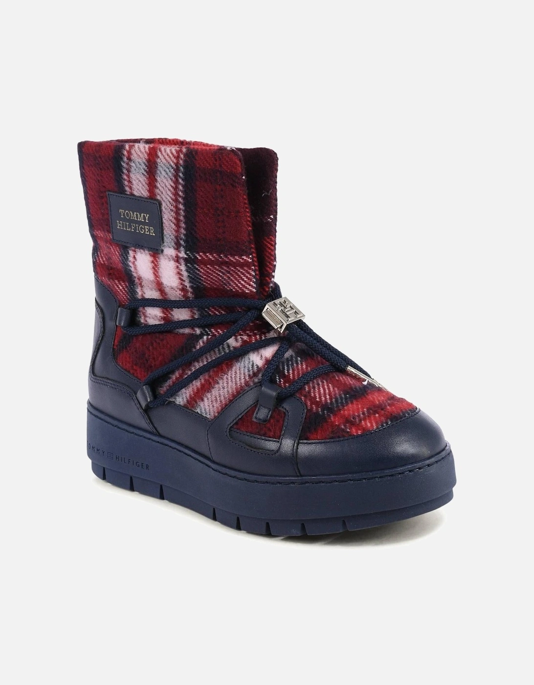 Plaid Print Ankle Boots