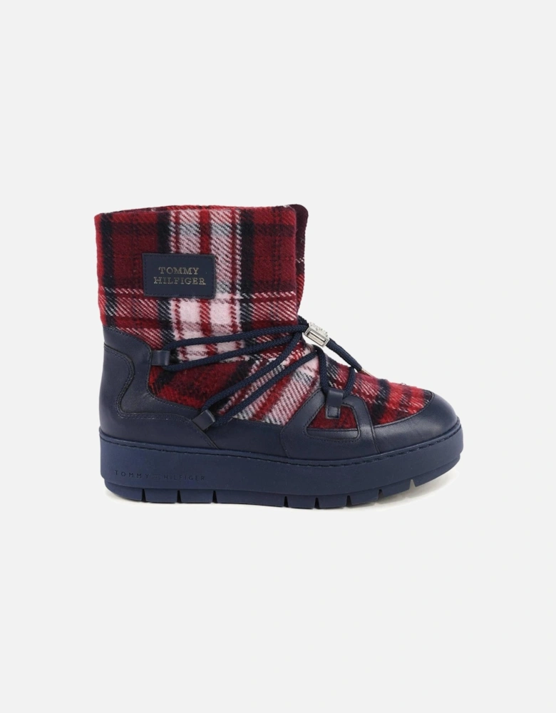 Plaid Print Ankle Boots