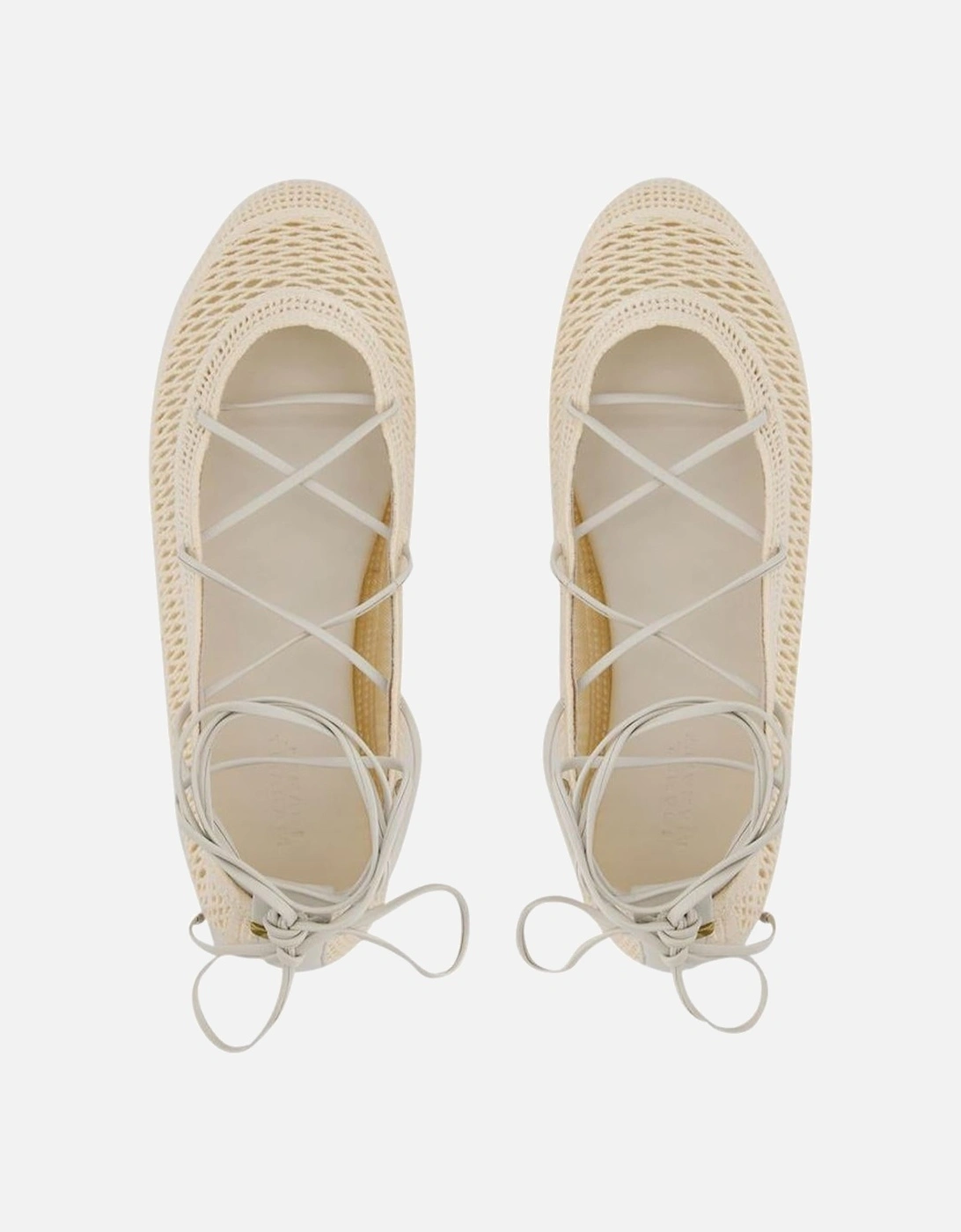 Beige Cotton Slip-on Ballerinas with Leather Lining