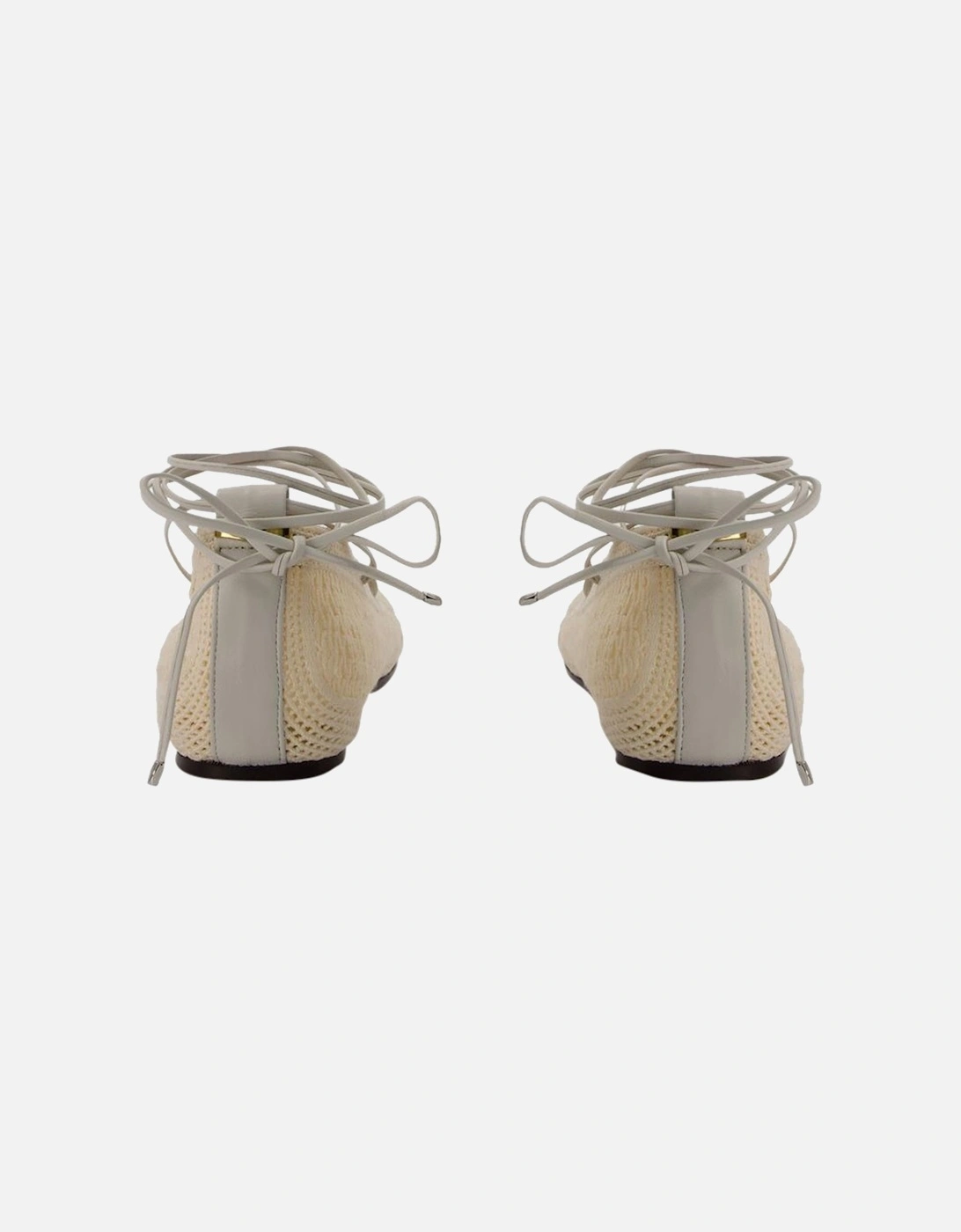 Beige Cotton Slip-on Ballerinas with Leather Lining