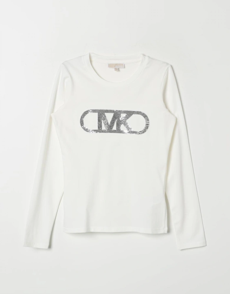 Sequin Logo Long Sleeve Top