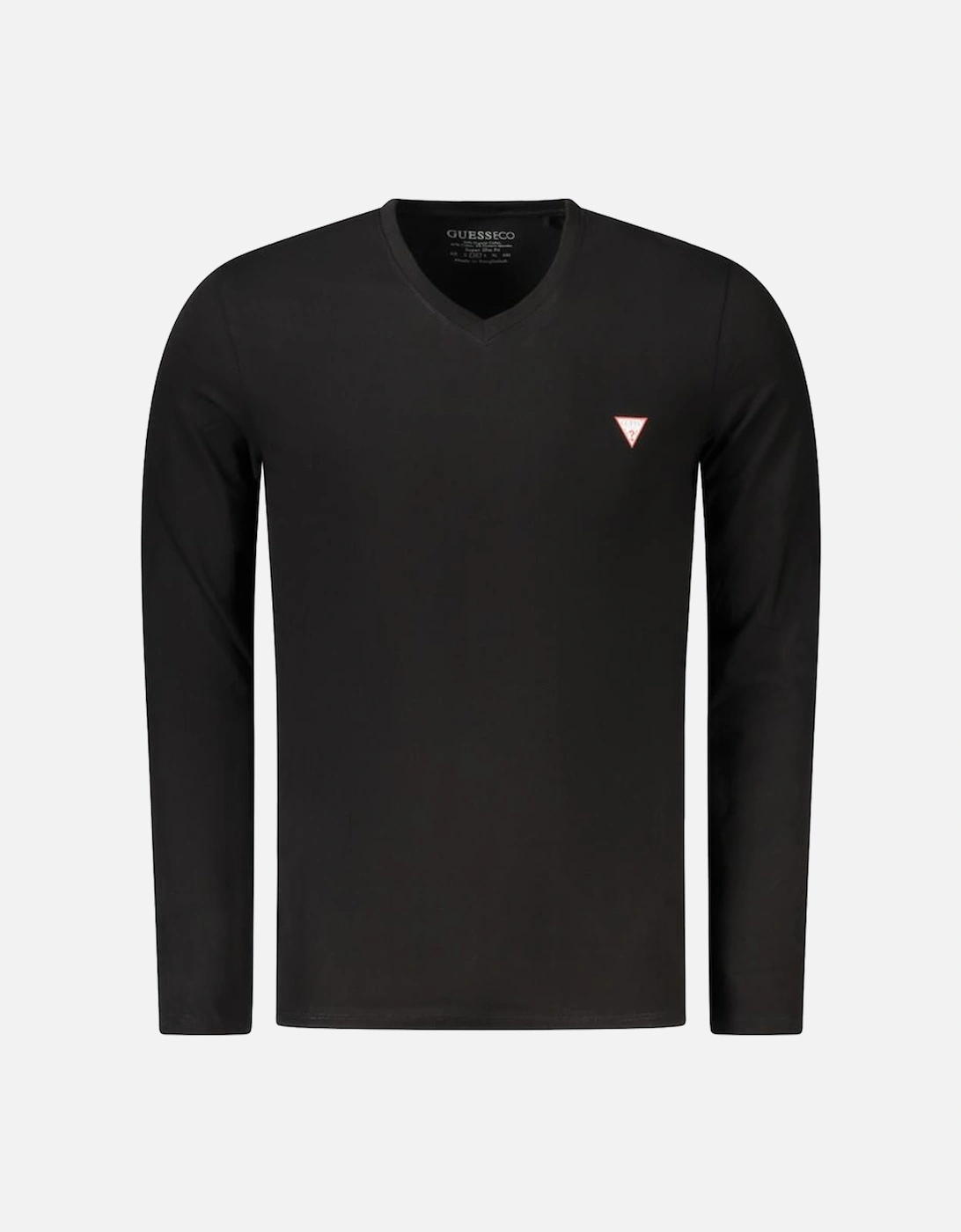 Long Sleeve Super Slim Fit V-Neck Cotton T-Shirt with Logo Applique, 3 of 2
