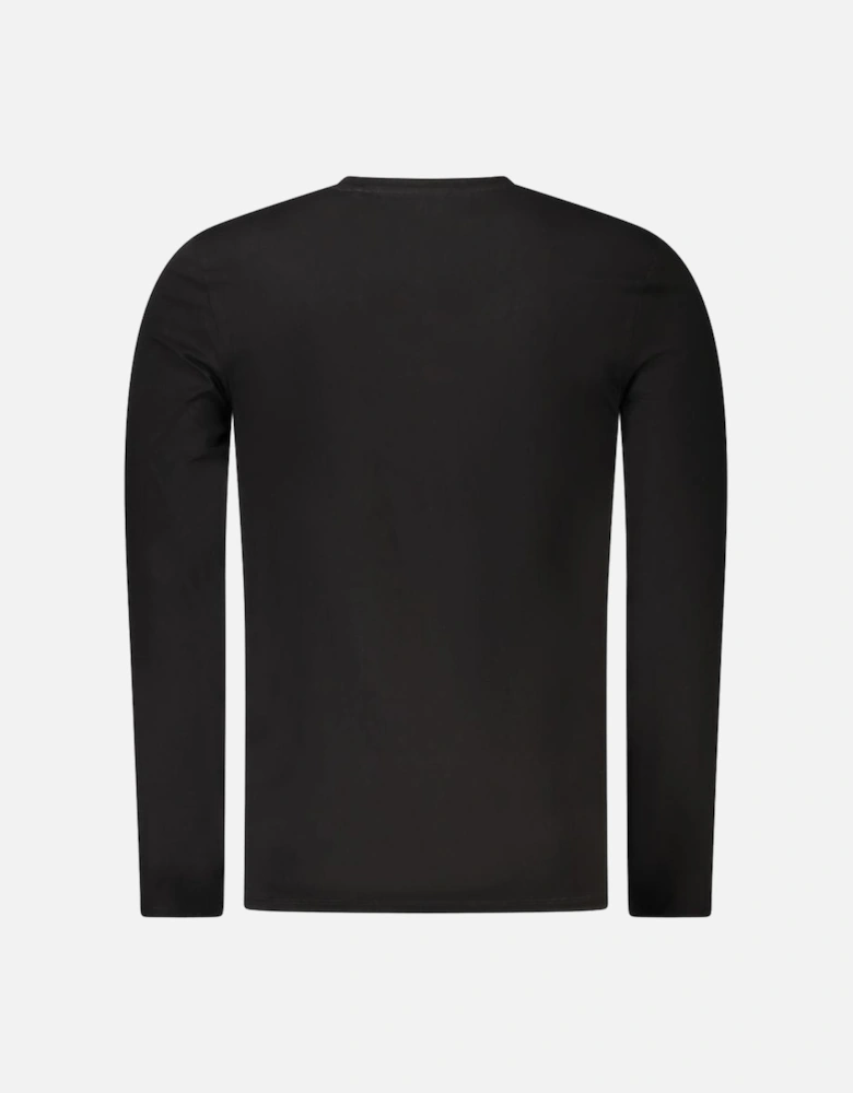 Long Sleeve Super Slim Fit V-Neck Cotton T-Shirt with Logo Applique