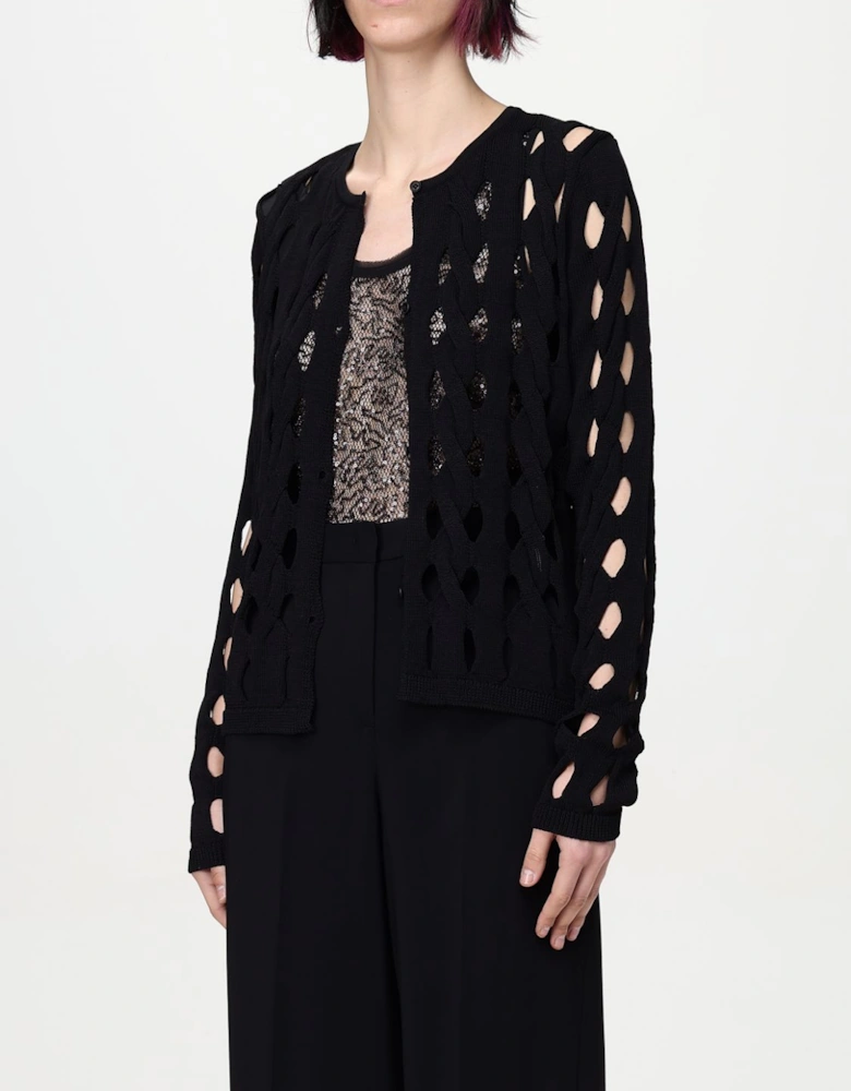 Open Knit Cardigan Cutout Detail