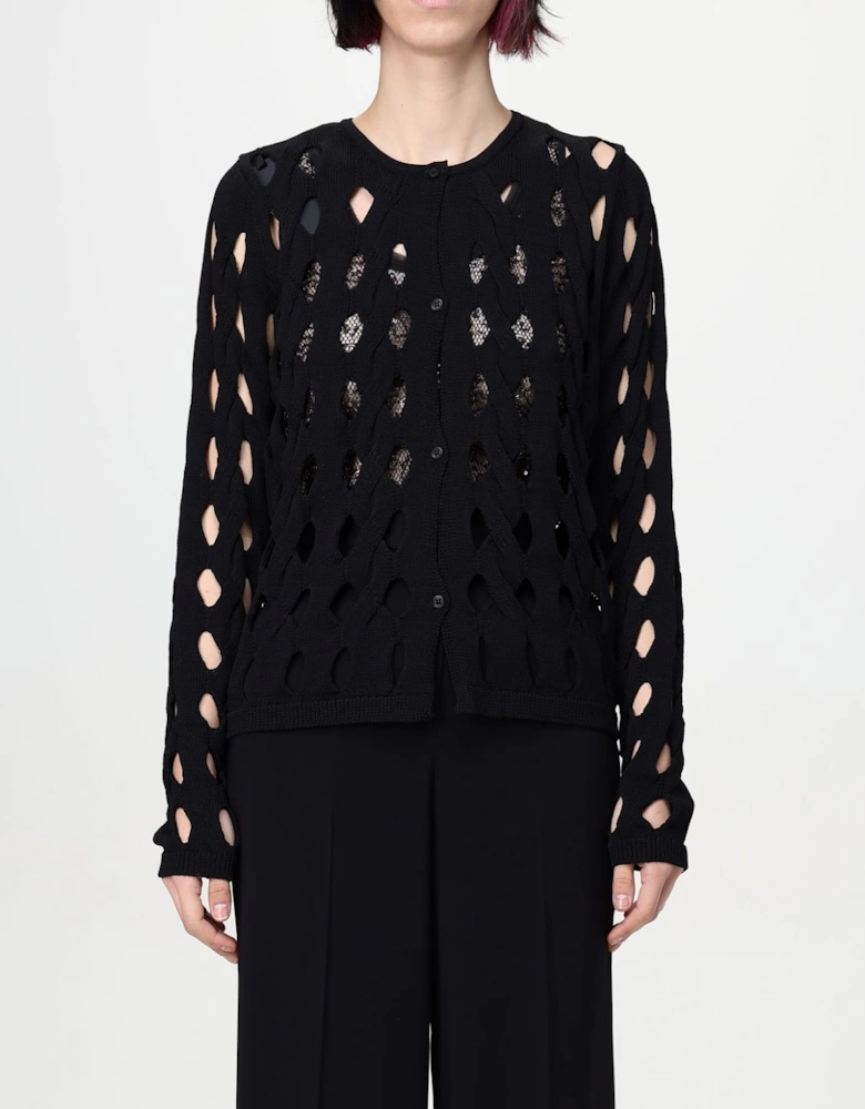Open Knit Cardigan Cutout Detail