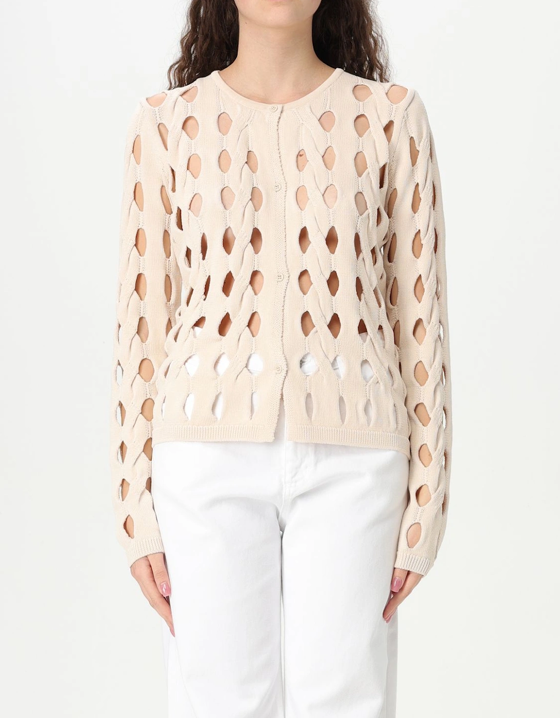 Open Knit Cardigan Cutout Detail