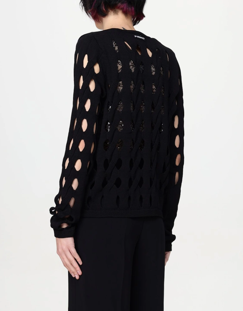 Open Knit Cardigan Cutout Detail
