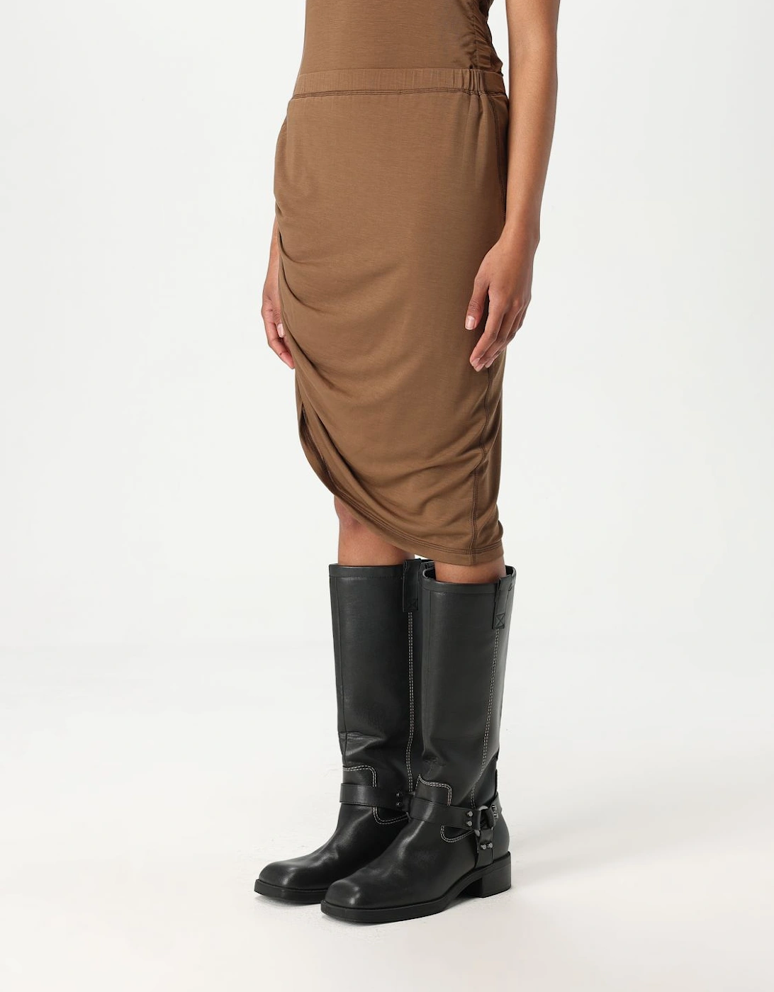 Asymmetrical Draped Midi Dress