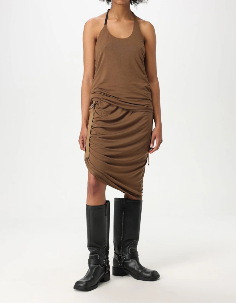 Asymmetrical Draped Midi Dress