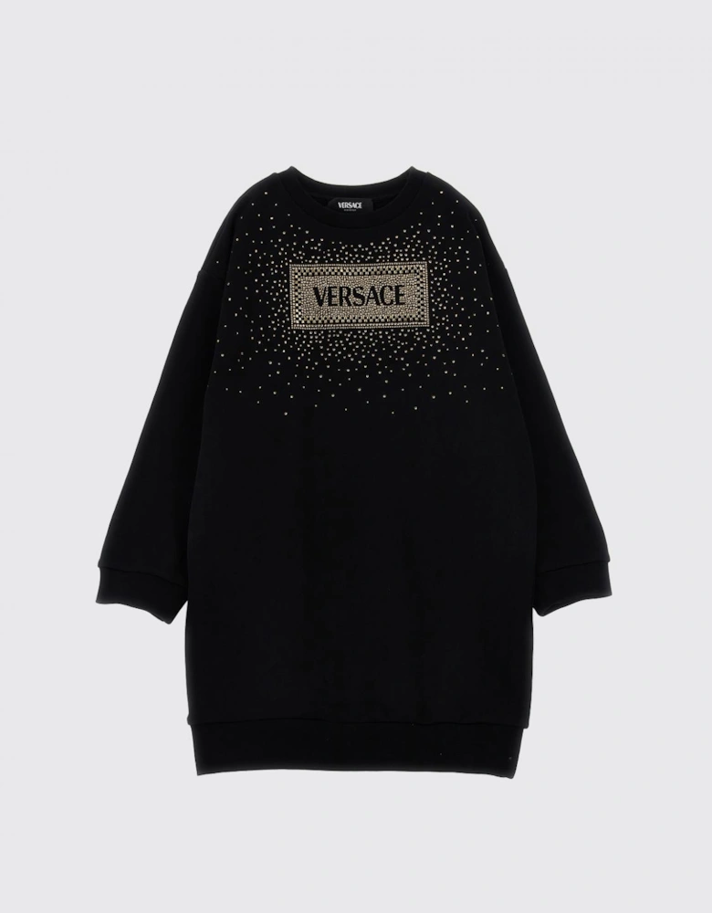 Girls Sweatshirt Dress Rhinestone Logo