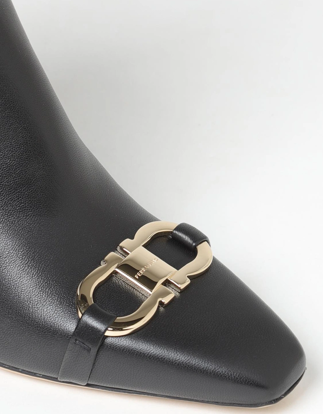 Leather Ankle Boots Gold Buckle
