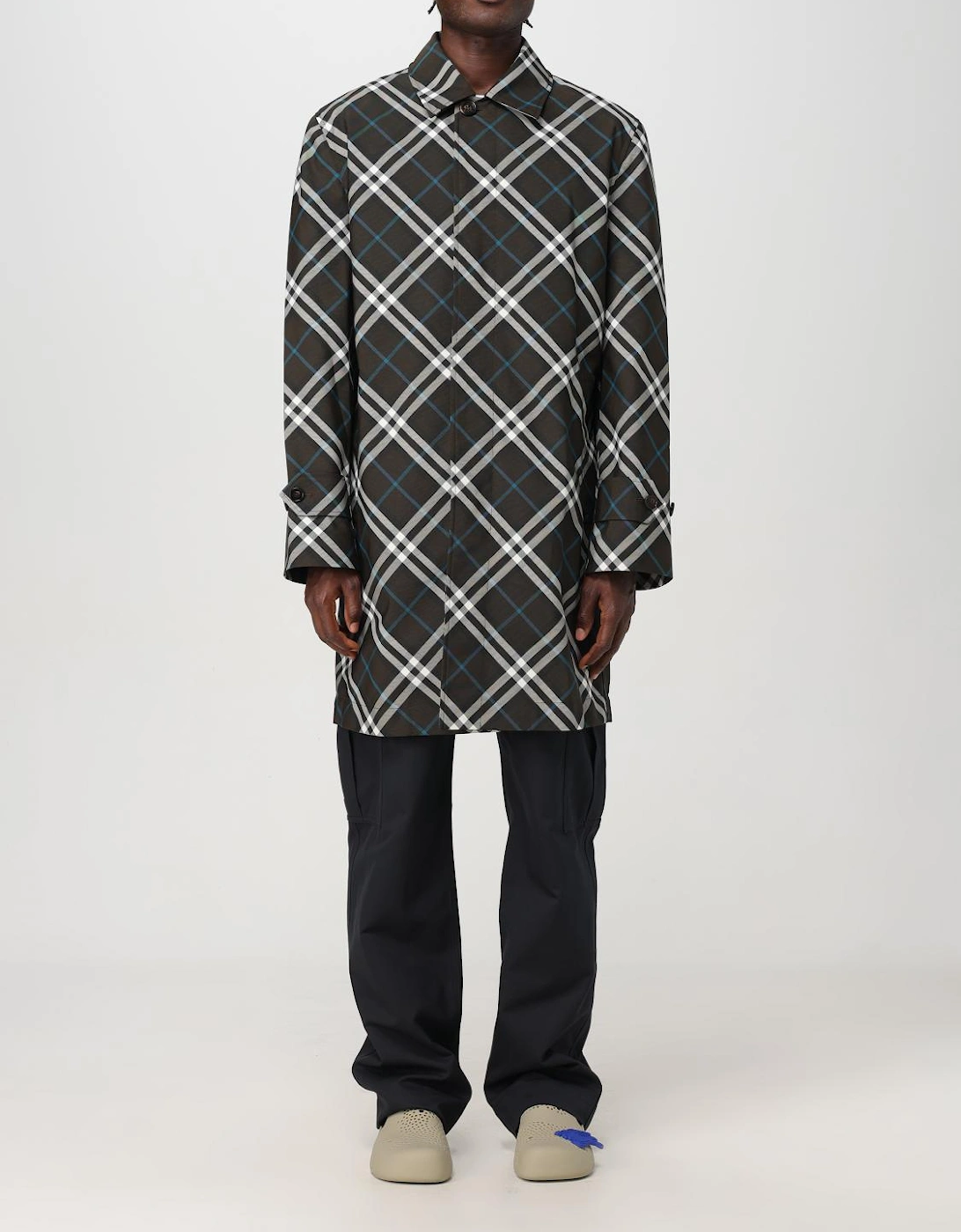 Oversized Plaid Trench Coat