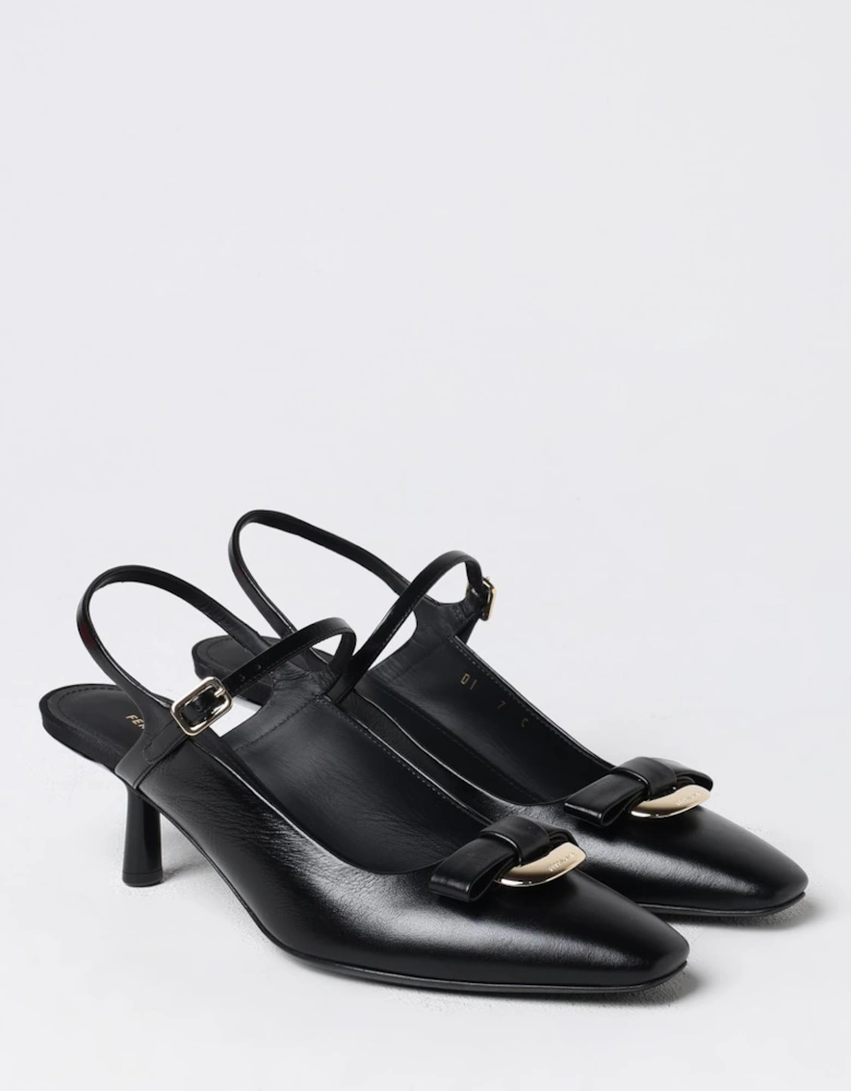 Leather Slingback Kitten Heels