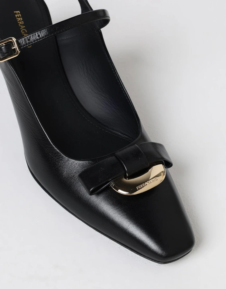Leather Slingback Kitten Heels