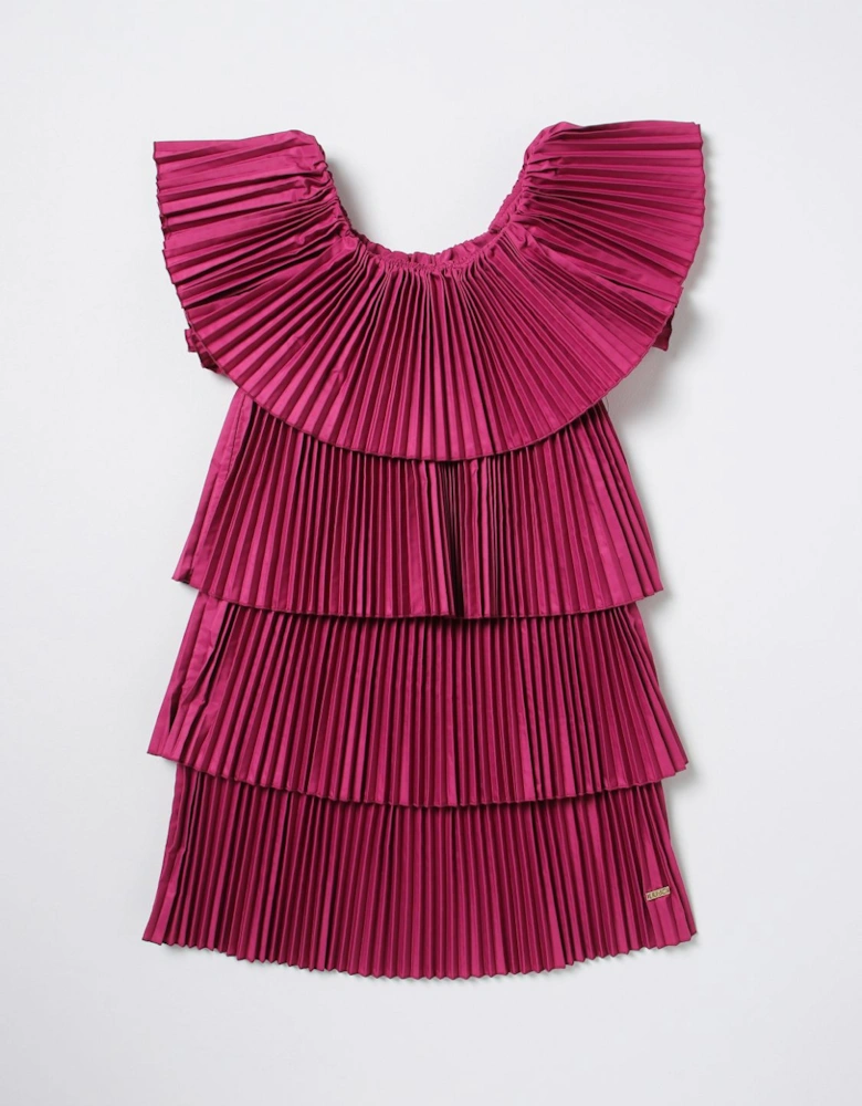 Tiered Pleated Mini Dress