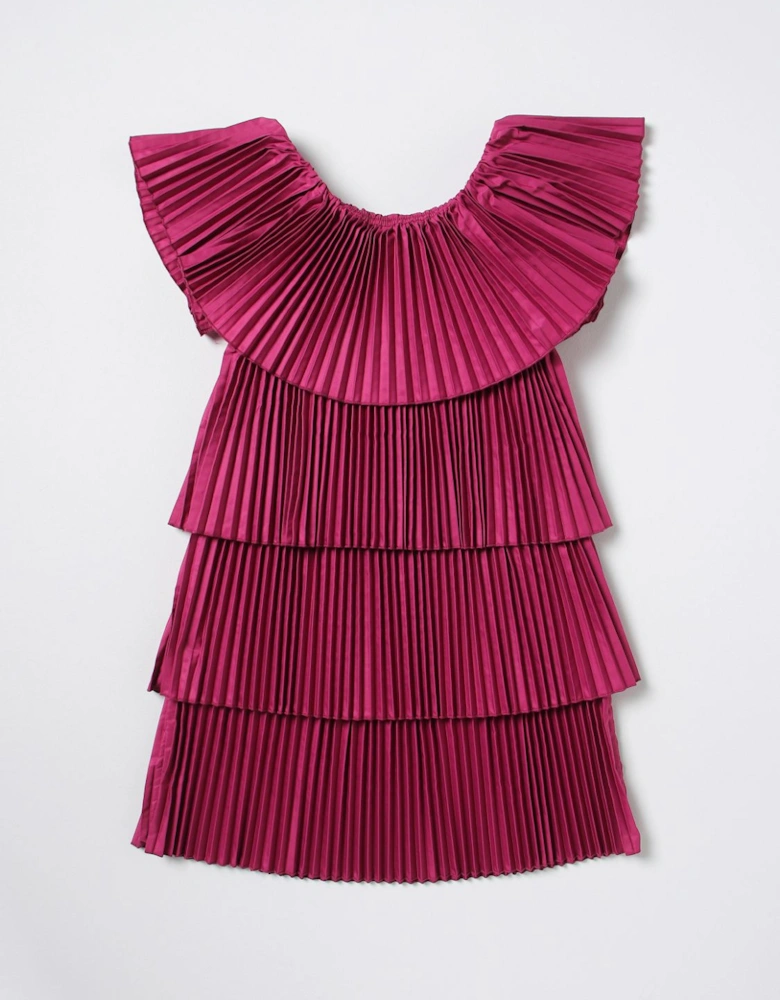 Tiered Pleated Mini Dress