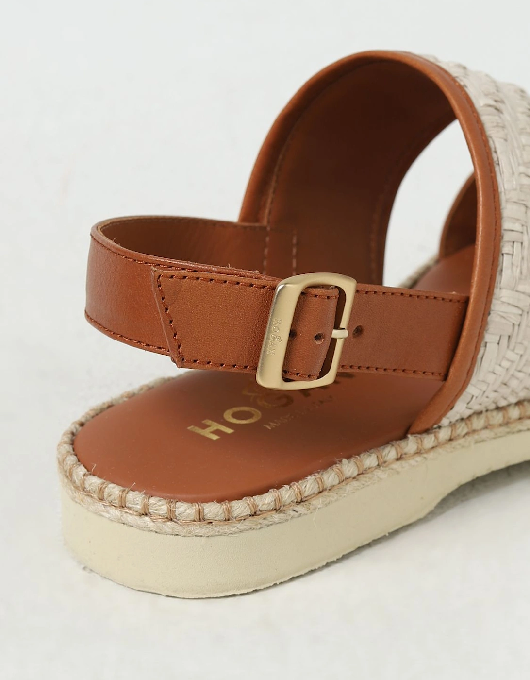 Raffia Detail Flat Sandals