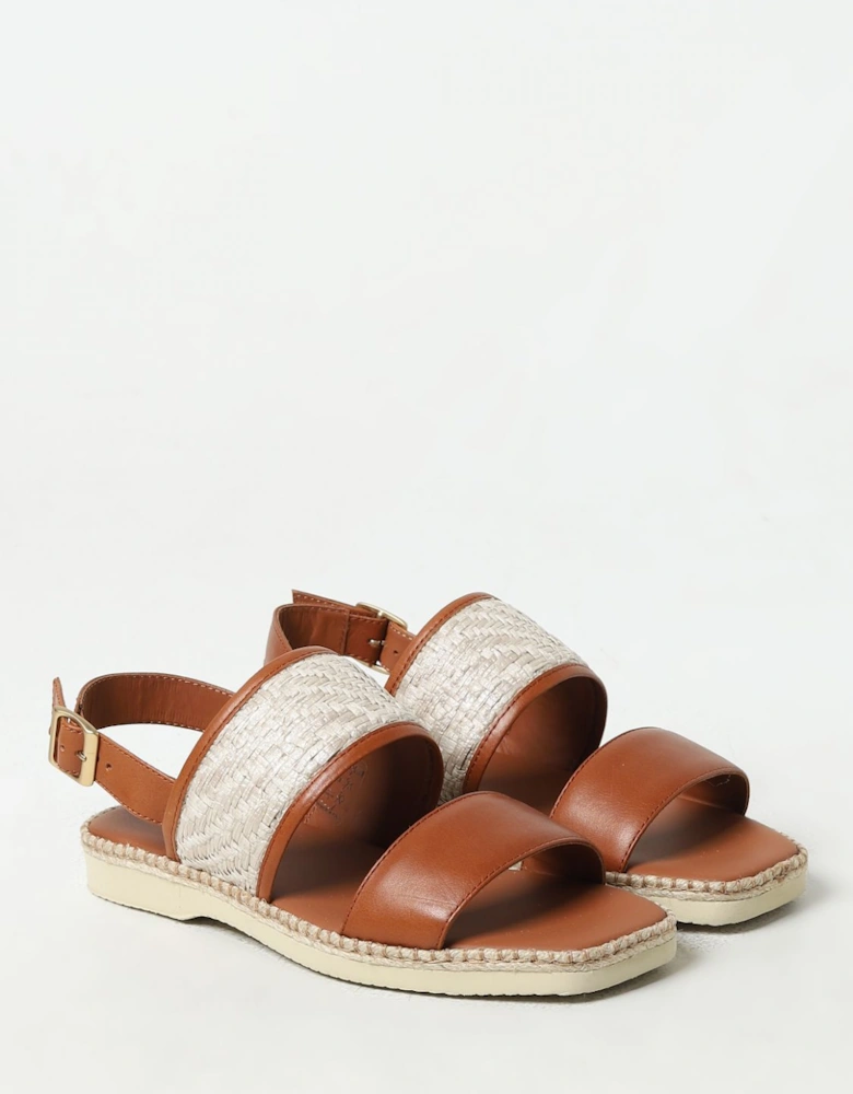 Raffia Detail Flat Sandals