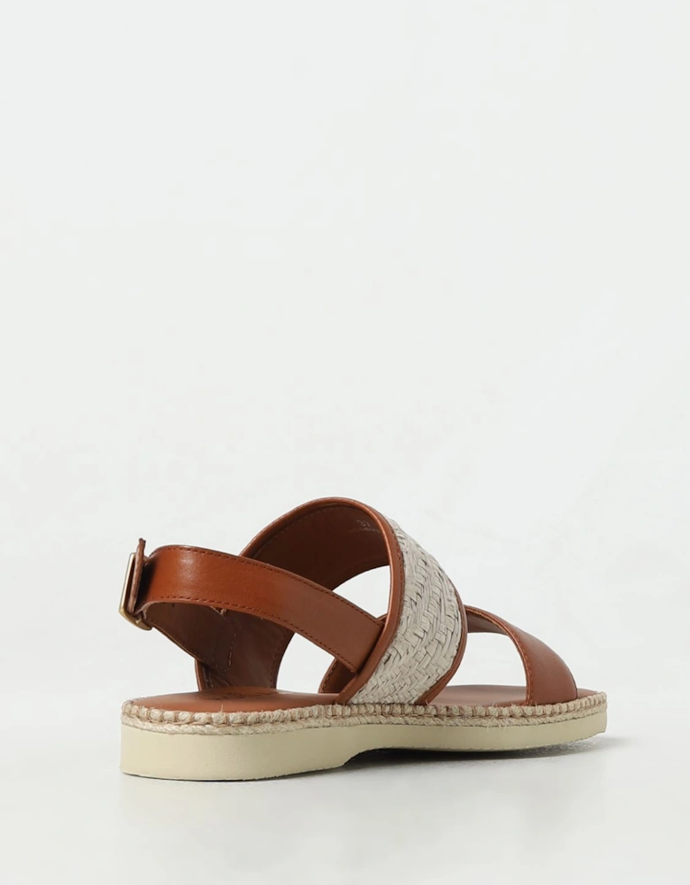 Raffia Detail Flat Sandals