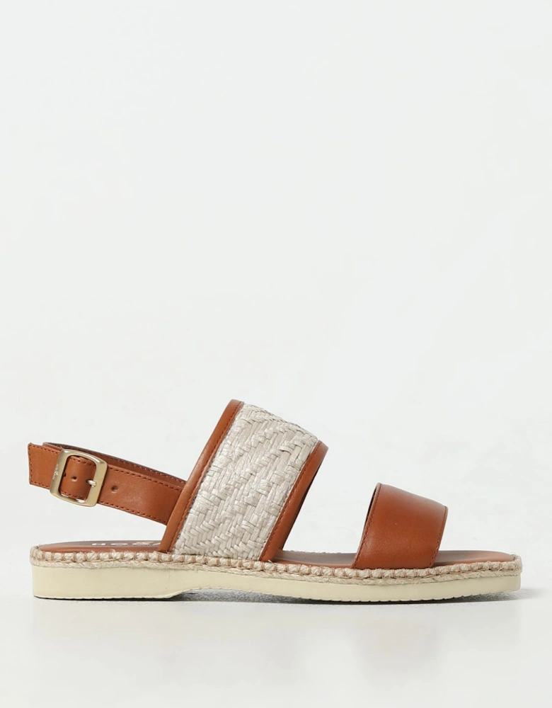 Raffia Detail Flat Sandals