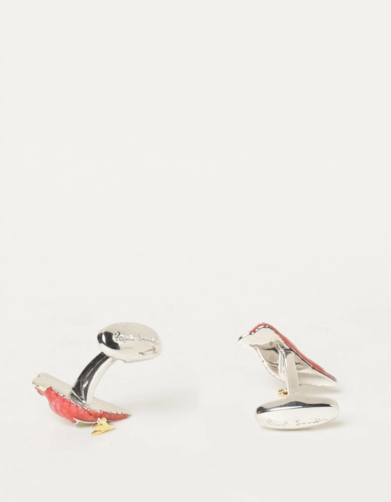 Parrot Cufflinks Enamel Detailing