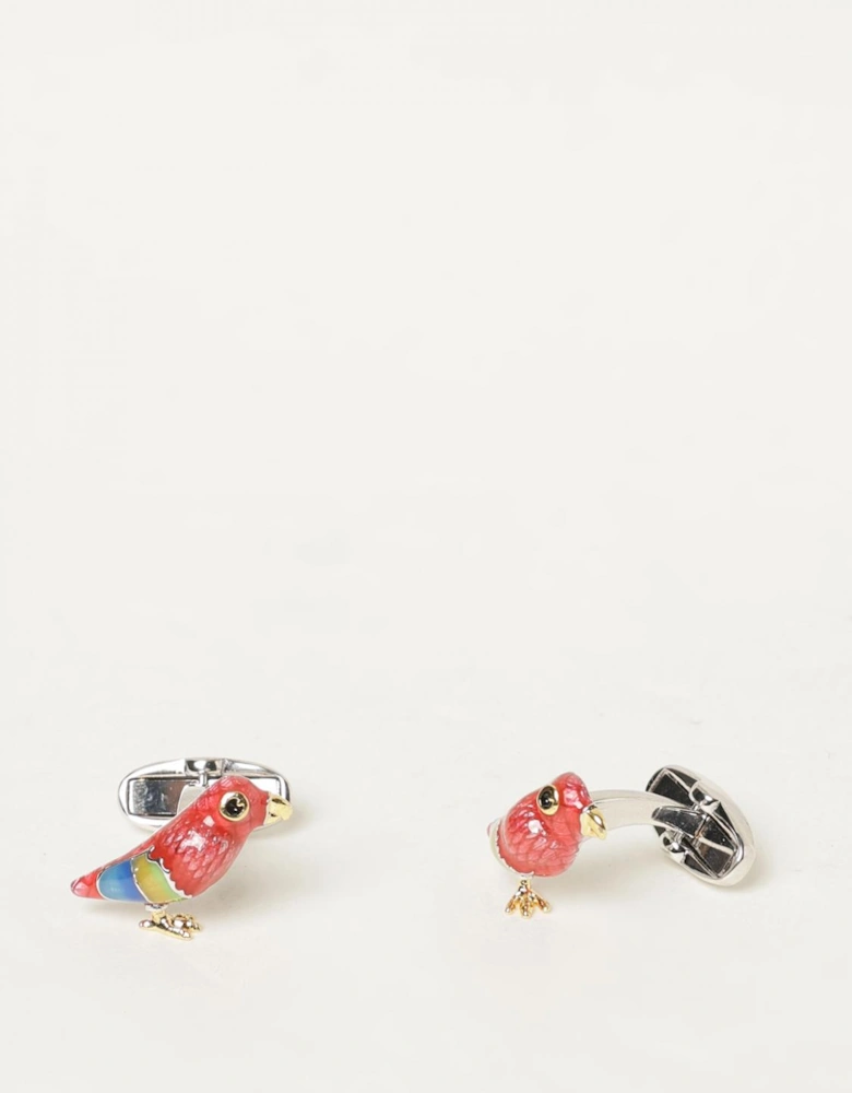 Parrot Cufflinks Enamel Detailing