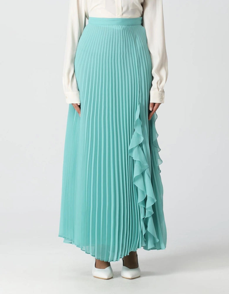 Pleated Midi Skirt Ruffle Detail