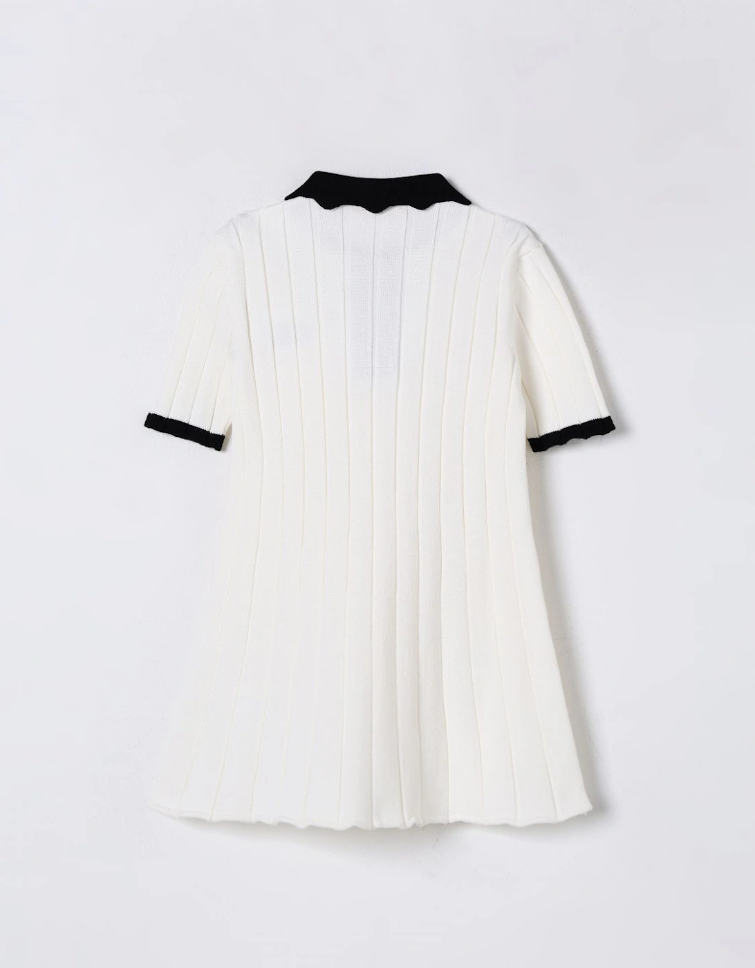 Knit Polo Dress Scalloped Collar