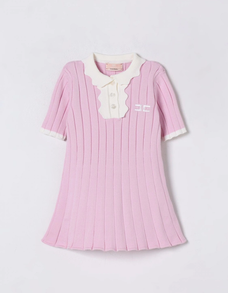 Knit Polo Dress Scalloped Collar