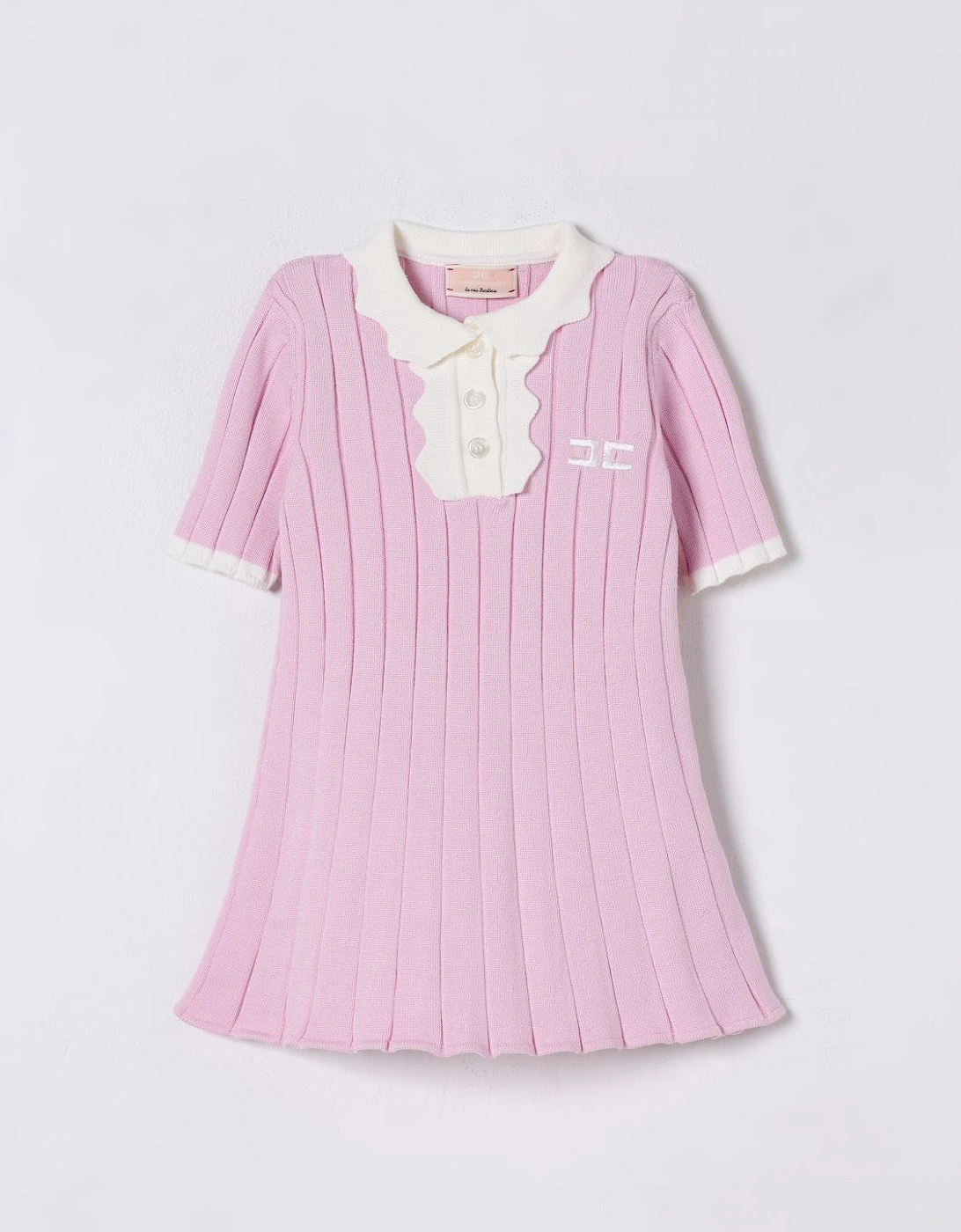 Knit Polo Dress Scalloped Collar