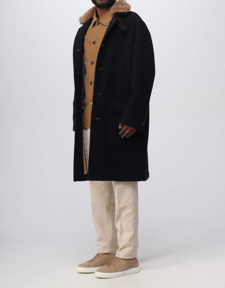 Wool Overcoat with Shearling Collar