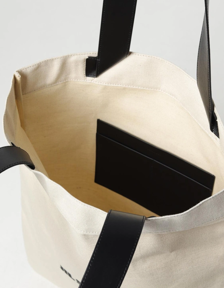 Canvas Tote Bag with Leather Handles