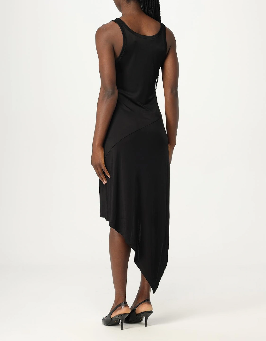 Asymmetrical Hem Jersey Midi Dress