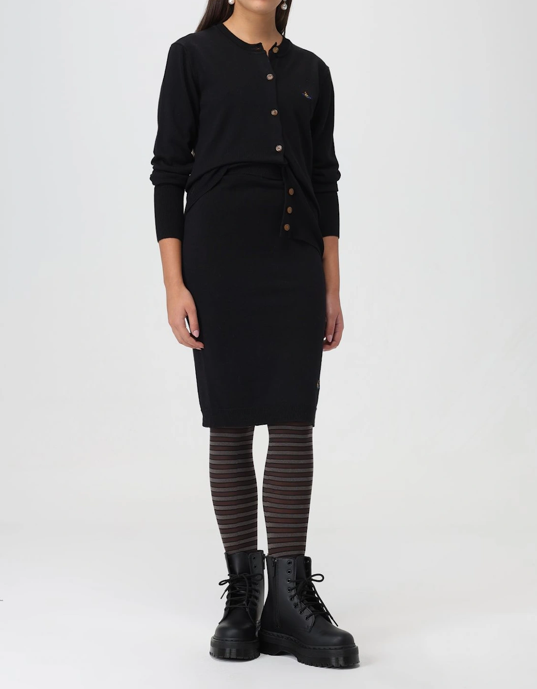 Merino Wool Cardigan Round Neck Long Sleeves