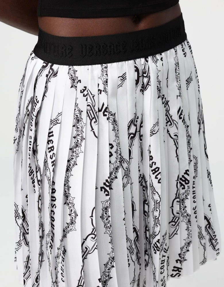 Chain Print Pleated Mini Skirt