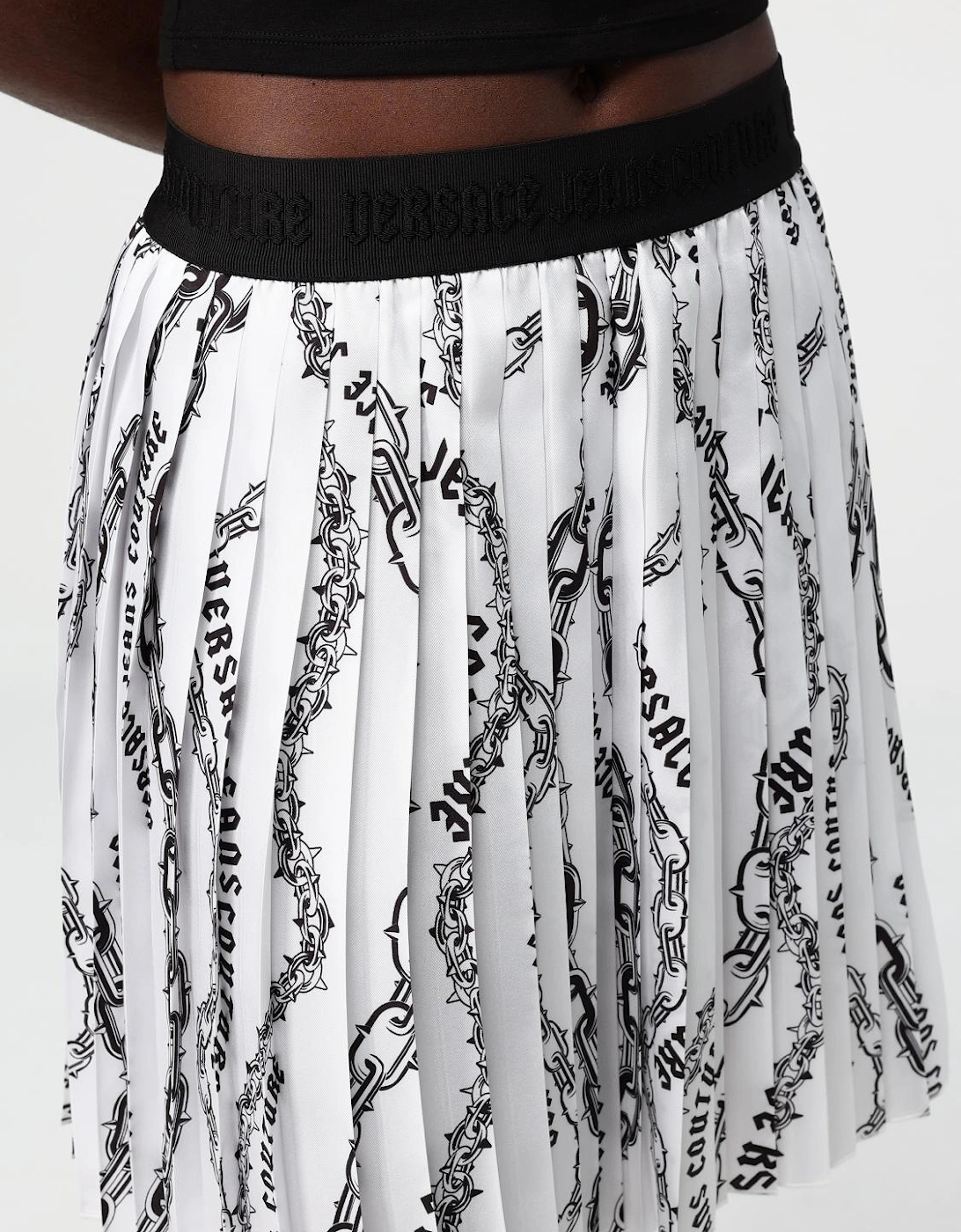 Chain Print Pleated Mini Skirt