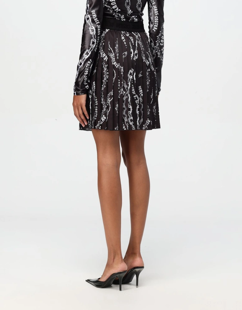 Chain Print Pleated Mini Skirt