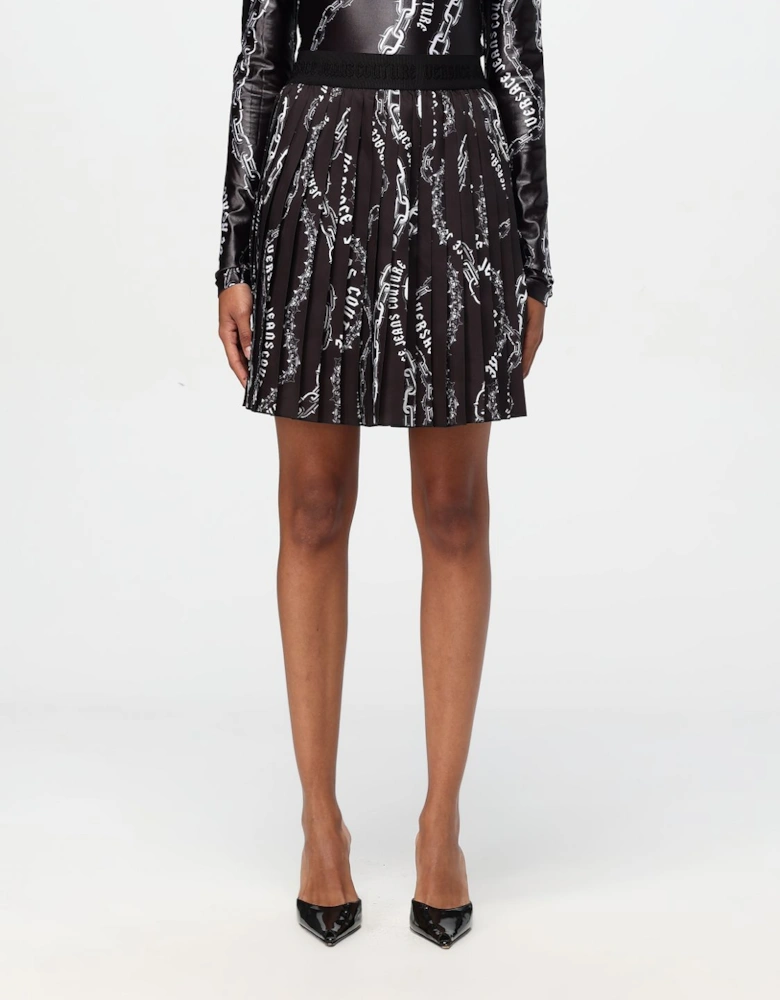 Chain Print Pleated Mini Skirt