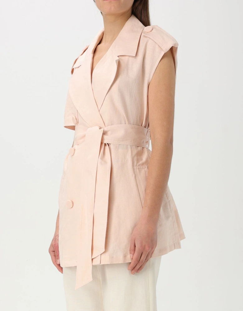 Sleeveless Belted Linen Vest