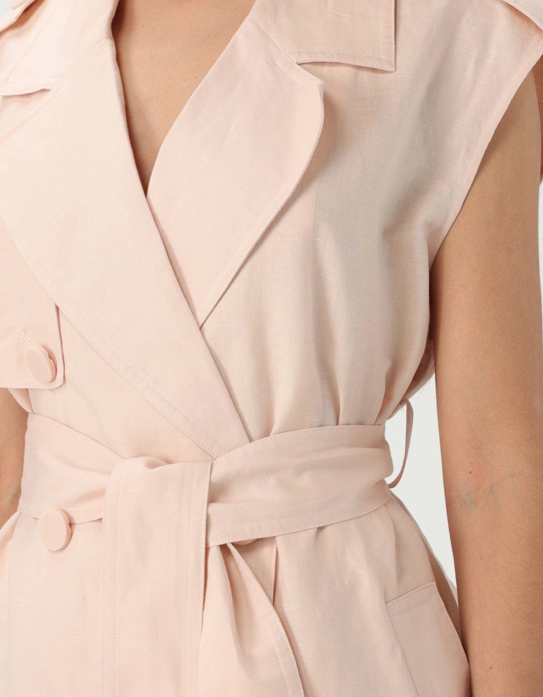 Sleeveless Belted Linen Vest