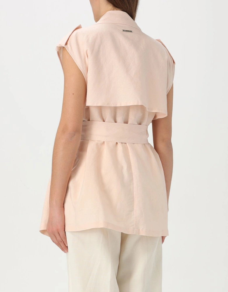 Sleeveless Belted Linen Vest