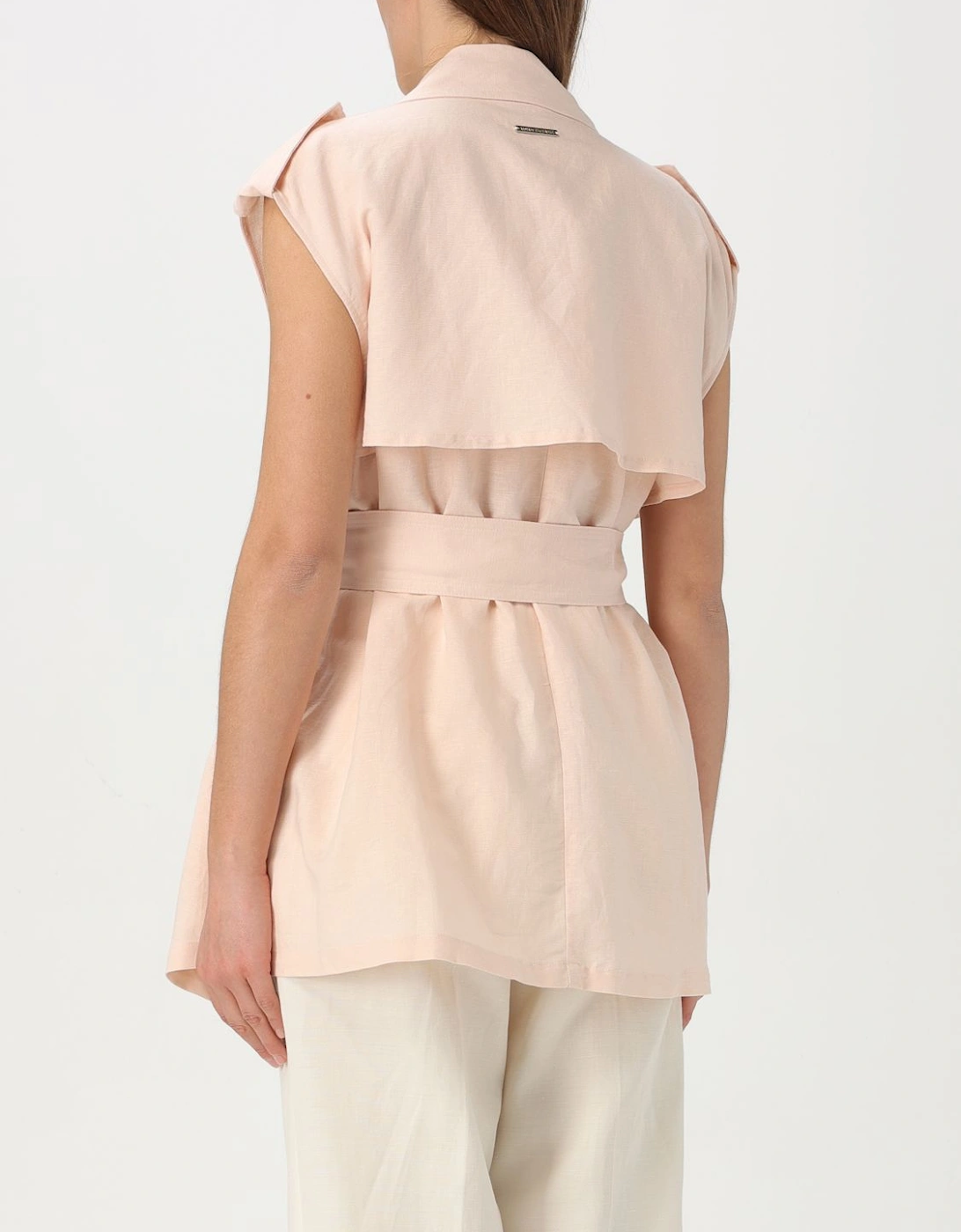 Sleeveless Belted Linen Vest