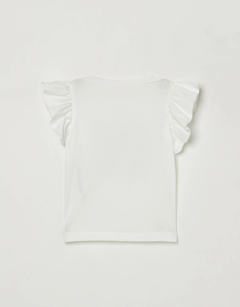 Girls Ruffle Sleeve TShirt Street Scene Graphic