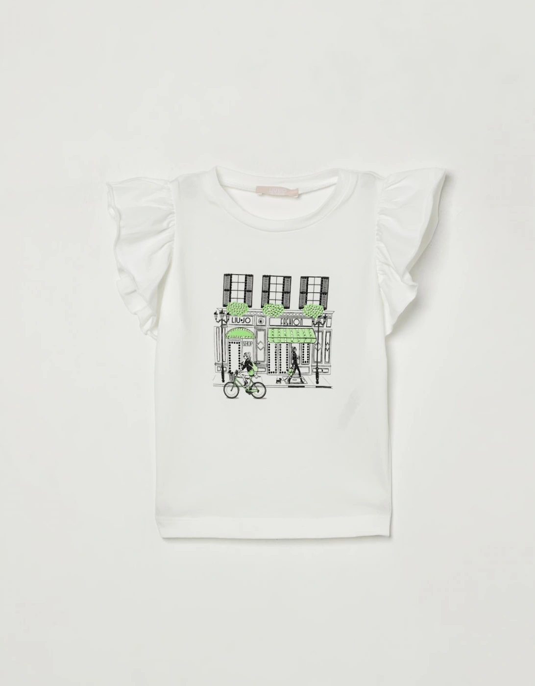Girls Ruffle Sleeve TShirt Street Scene Graphic, 4 of 3