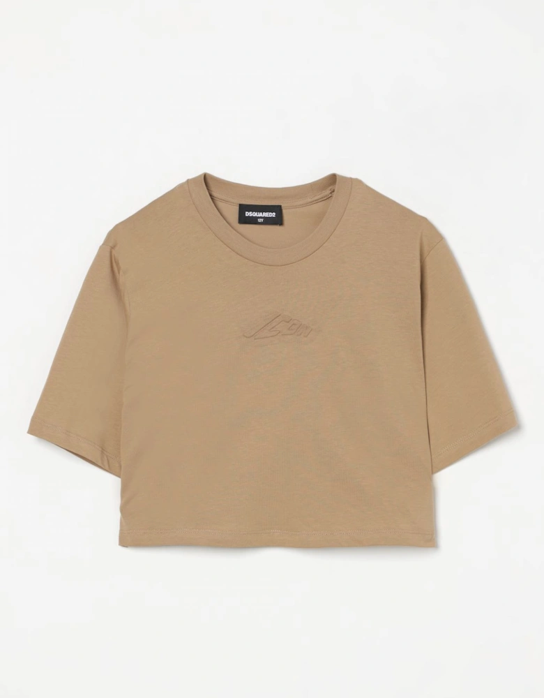 Cropped Embossed Logo Tee
